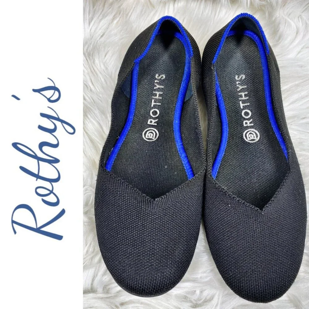 ROTHY’S THE FLAT BLACK ROUND TOE SLIP ON‎ LOAFER FLAT, SIZE 10
